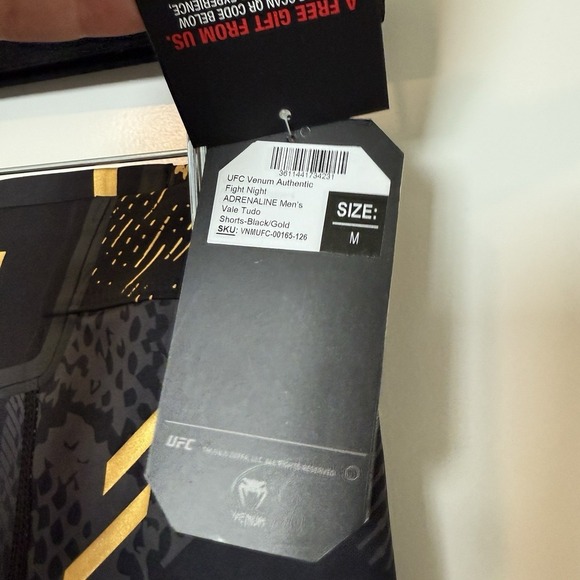 UFC Venum Adrenaline Vale Tudo Shorts NEW Size Medium Black & Gold FIGHT NIGHT - Picture 3 of 5
